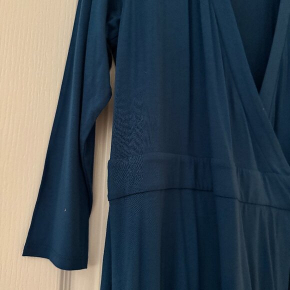 Lilly Pulitzer Blue Faux Wrap Midi Dress L | Long Sleeve Stretch Jersey - Picture 6 of 9